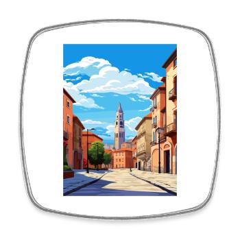 Oviedo Espagne Vintage voyage affiche WPA Souvenir - Magnet carré - blanc - Devant