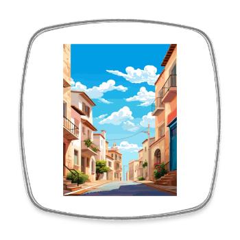Palma Nova Spanien Vintage Reiseposter Souvenir - Viereckiger Kühlschrankmagnet - Weiß - Vorne