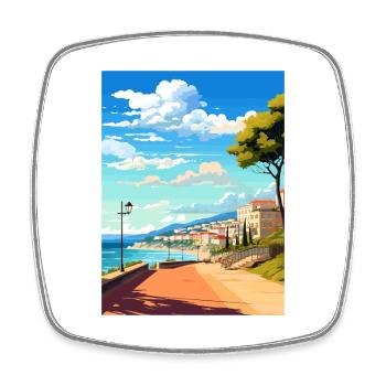 Sesimbra Portugal Vintage Reiseposter Souvenir - Viereckiger Kühlschrankmagnet - Weiß - Vorne