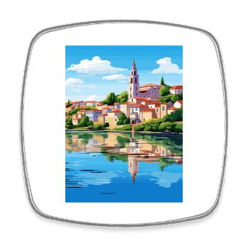 Tomar Portugal Vintage voyage affiche WPA Souvenir - Magnet carré - blanc - Devant