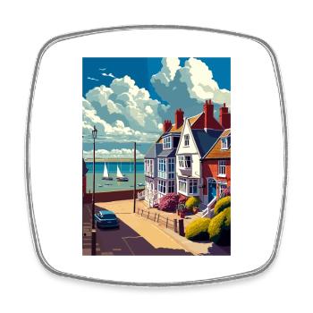 Whitstable England Kent Vintage Reiseposter WPA - Viereckiger Kühlschrankmagnet - Weiß - Vorne