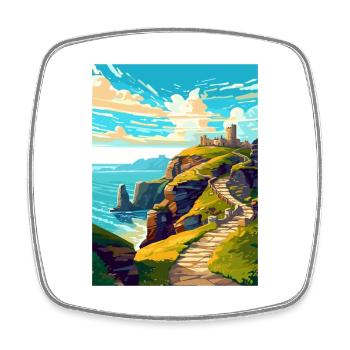 Tintagel Castle England Vintage Travel Poster WPA - Square fridge magnet - white - Front
