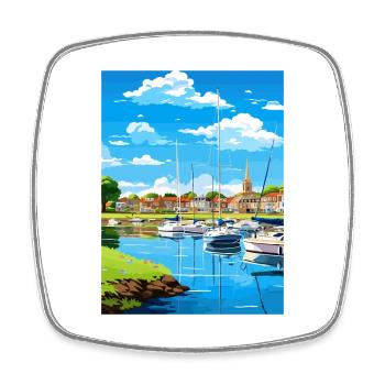 Shoreham sur mer Angleterre Vintage voyage affiche WPA - Magnet carré - blanc - Devant
