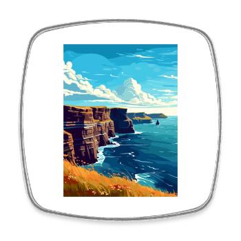 Cliffs Of Moher Irland Vintage Reiseposter WPA - Viereckiger Kühlschrankmagnet - Weiß - Vorne
