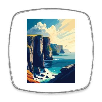 Cliffs Of Moher Irland Vintage Reiseposter WPA - Viereckiger Kühlschrankmagnet - Weiß - Vorne
