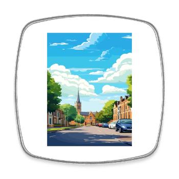Leighton Buzzard England Vintage Travel Poster WPA - Square fridge magnet - white - Front