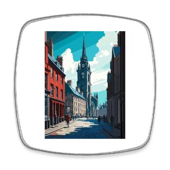The Royal Mile Scotland Vintage Travel Poster WPA - Square fridge magnet - white - Front
