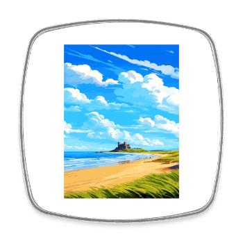 Bamburgh Castle England Vintage Travel Poster WPA - Square fridge magnet - white - Front