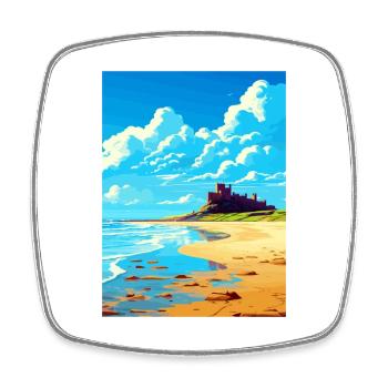 Bamburgh Castle England Vintage Travel Poster WPA - Square fridge magnet - white - Front