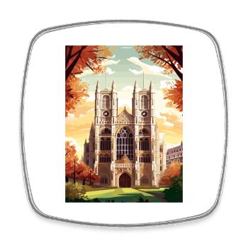 Westminster Abbey London Vintage Travel Poster WPA - Square fridge magnet - white - Front