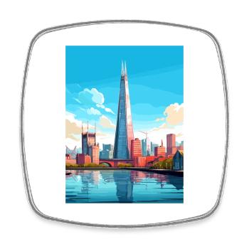 The Shard London England Vintage Reiseposter WPA - Viereckiger Kühlschrankmagnet - Weiß - Vorne