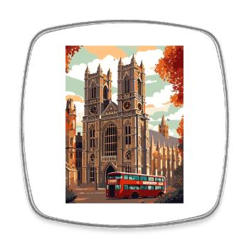 Westminster Abbey London Vintage Travel Poster WPA - Square fridge magnet - white - Front