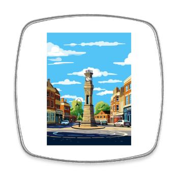 Leighton Buzzard England Vintage Travel Poster WPA - Square fridge magnet - white - Front