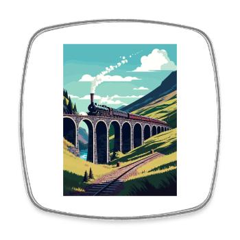 Glenfinnan Scotland Train Affiche de voyage Vintage - Magnet carré - blanc - Devant