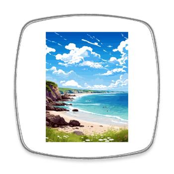 Trevaunance Cove Cornwall Vintage Reiseposter - Viereckiger Kühlschrankmagnet - Weiß - Vorne