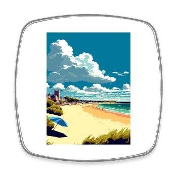 Bournemouth Angleterre plage Vintage affiche de voyage - Magnet carré - blanc - Devant