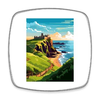 Dunnottar Castle England Vintage Travel Poster WPA - Square fridge magnet - white - Front