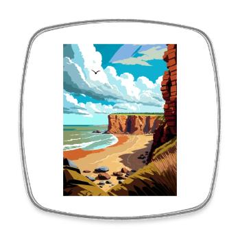 Hunstanton Cliffs England Vintage Travel Poster - Square fridge magnet - white - Front