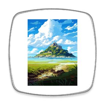 St Michaels Mount Cornwall Vintage Reiseposter - Viereckiger Kühlschrankmagnet - Weiß - Vorne