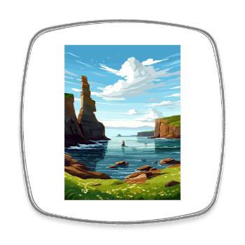 Duncansby Stacks Schottland Vintage-Reiseposter - Viereckiger Kühlschrankmagnet - Weiß - Vorne