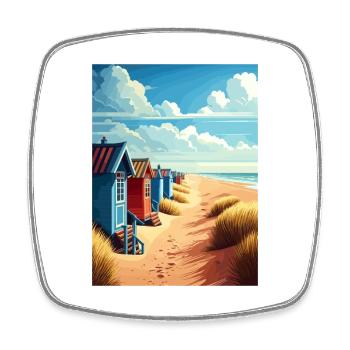 Wells Next To Sea England Vintage Reiseposter - Viereckiger Kühlschrankmagnet - Weiß - Vorne