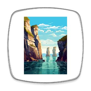 Stack Rocks Pembrokeshire Vintage Reiseposter - Viereckiger Kühlschrankmagnet - Weiß - Vorne