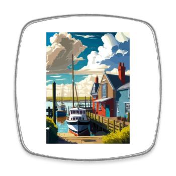 Whitstable Harbour England Vintage Reiseposter - Viereckiger Kühlschrankmagnet - Weiß - Vorne
