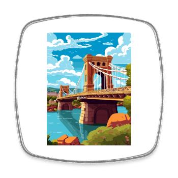 Bristol England Bridge Vintage Travel Poster WPA - Square fridge magnet - white - Front