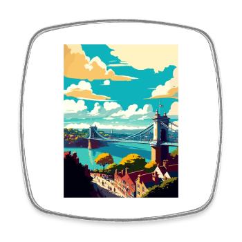 Bristol England Bridge Vintage Travel Poster WPA - Square fridge magnet - white - Front