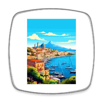 Naples Italy Decoration Vintage Travel Poster WPA - Square fridge magnet - white - Front