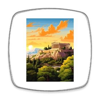 Athens Greece Decoration Vintage Travel Poster WPA - Square fridge magnet - white - Front