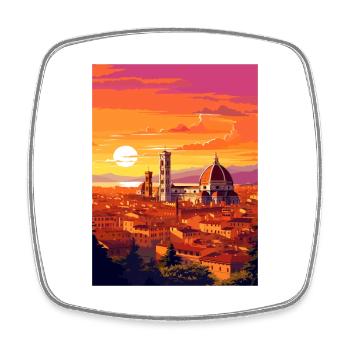 Florence Italie Décoration Vintage Voyage Affiche - Magnet carré - blanc - Devant