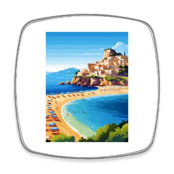 Sicily Italy Decoration Vintage Travel Poster WPA - Square fridge magnet - white - Front