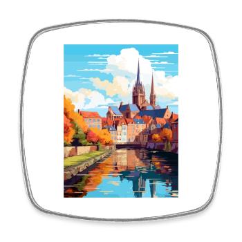 Amiens France Vintage Travel Poster WPA Souvenir - Square fridge magnet - white - Front