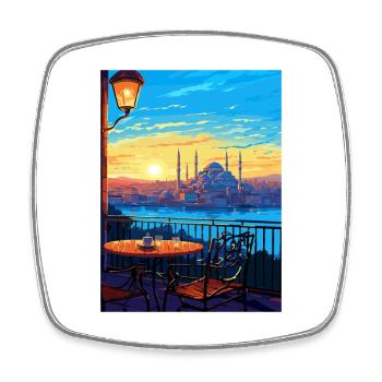 Istanbul Decoration Turkey Vintage Travel Poster - Square fridge magnet - white - Front