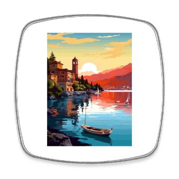 Lake Garda Decoration Vintage Travel Poster WPA - Square fridge magnet - white - Front