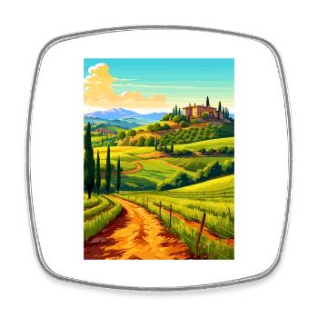 Tuscany Italy Decoration Vintage Travel Poster WPA - Square fridge magnet - white - Front