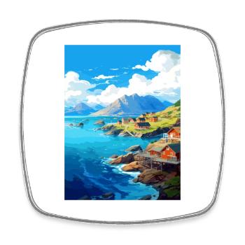 The Fjords Norway Norwegian Mountains Scandinavian - Square fridge magnet - white - Front