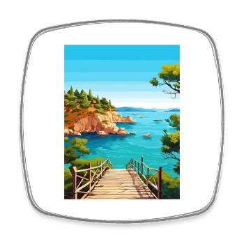 Cameo Island Athens Greece Vintage Travel Poster - Square fridge magnet - white - Front