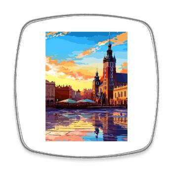 Krakau Polen Vintage Reiseposter WPA Souvenir - Viereckiger Kühlschrankmagnet - Weiß - Vorne