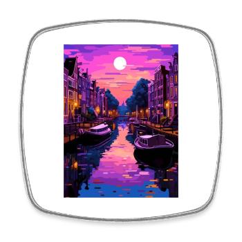 Amsterdam Netherlands Vintage Travel Poster WPA - Square fridge magnet - white - Front