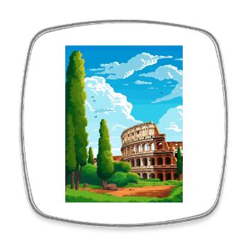 Rome Italy Vintage Travel Poster WPA Souvenir - Square fridge magnet - white - Front