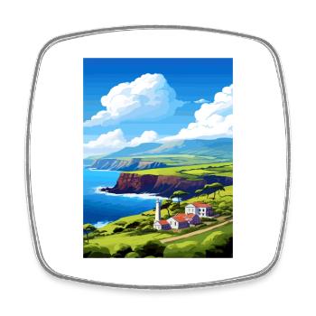 Santa Maria Island Portugal Vintage Travel Poster - Square fridge magnet - white - Front