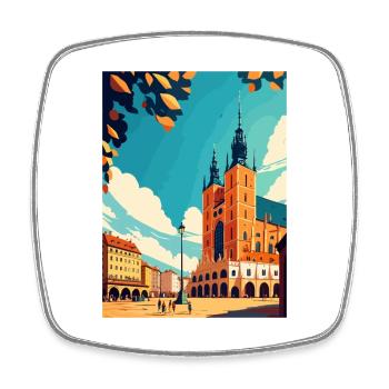 Krakau Polen Vintage Reiseposter WPA Souvenir - Viereckiger Kühlschrankmagnet - Weiß - Vorne