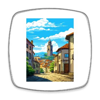 Guimaraes Portugal Vintage voyage affiche Souvenir - Magnet carré - blanc - Devant
