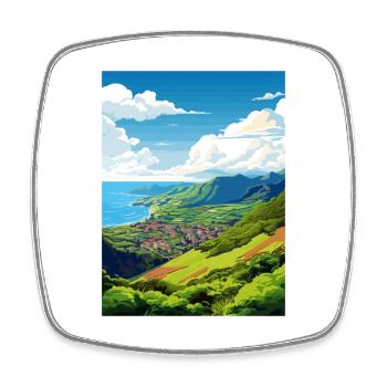 Madeira Portugal Vintage Reiseposter Souvenir - Viereckiger Kühlschrankmagnet - Weiß - Vorne