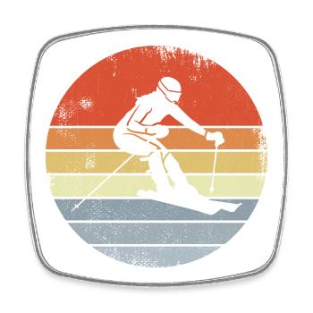 Skifahrer Mädchen - Viereckiger Kühlschrankmagnet - Weiß - Vorne