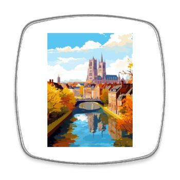 Amiens France Vintage Travel Poster WPA Souvenir - Square fridge magnet - white - Front