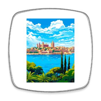 Palma De Mallorca Spanien Vintage Reiseposter WPA - Viereckiger Kühlschrankmagnet - Weiß - Vorne