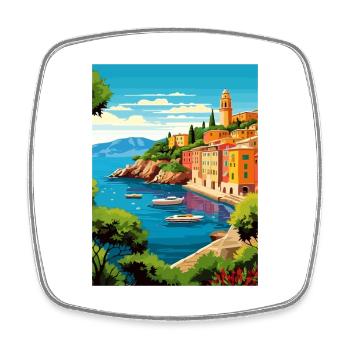Portofino Italy Vintage Travel Poster WPA Souvenir - Square fridge magnet - white - Front